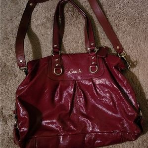 Red patent Coach bag